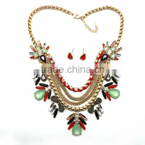 2015 Latest Fashion Cheap Alloy Jewelry Set Colorful African Acrylic Beads Jewelry Set thumbnail-3
