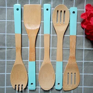 Colorful Bamboo Kitchen Utensils With Color Handle, Bamboo China Manufacturer Wholesale thumbnail-1
