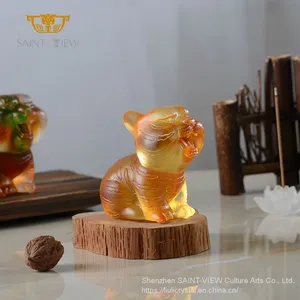 SAINT-VIEW Factory Wholesale Liuli Crystal Tiger Figurine Auspicious Home Office Decoration thumbnail-3