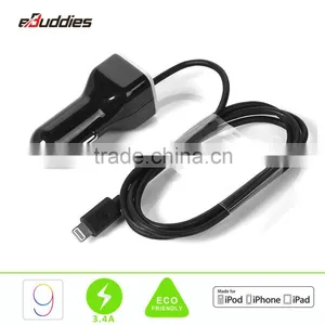 Built-in With MFi Charging Cable Car Charger for IPhone 6 6s 5 for Samsung thumbnail-1