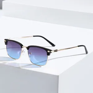 Wholesale Classic UV400 Protection Summer Sunglasses for Men Oval Frame Driving Eyewear for Women Youth Retro Shades Metal Frame Eyewear thumbnail-4
