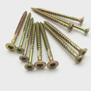 China Manufacturer Yellow Zinc Plated Particle Board Chipboard Screws Full Thread Pozi PZ Drive No Snapping Free Samples Full Sizes Available thumbnail-1