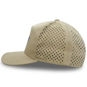 Quick Dry Outdoor Cap Camp Cap Laser Cut Perforated Custom Polyester Nylon Running Hat With Custom Logo thumbnail-3