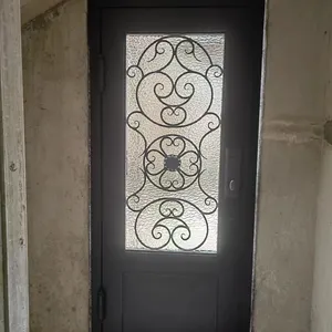 Front Double Wrought Iron Door French Doors Steel Glass Door China thumbnail-1