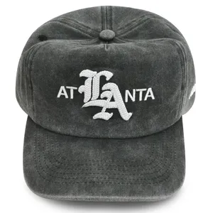 Custom Made Hat OEM Service Vintage Washed Cotton Gothic Monogram Embroidery Unstructured Dad Cap thumbnail-5