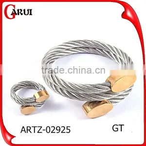 Fashion Jewelry 2016 Wire Stainless Steel Bracelet & Rings Costume African Jewelry Sets thumbnail-1