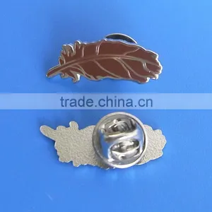 Butterfly Clasp Silver Nickle Feather Badge for Souvenir Gift thumbnail-1