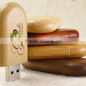 Eco Friendly Ellipse Star Drive Wood Body With Magnetic Cap Wood Finish USB thumbnail-3