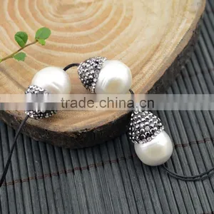 LFD-0011B New Druzy Pearl Pave Rhinestone Water Drop Connectors Spacer Beads Jewelry Finding thumbnail-2