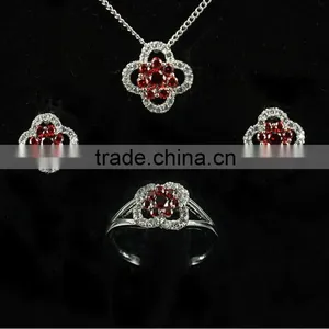 2014 Bridal Wedding Jewelry Necklace Set Diamond Ruby Jewelry Set thumbnail-1