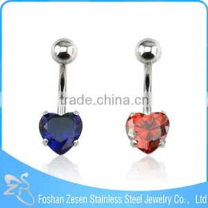 2016 New Arrival Surgical Steel Heart Zircon Hypoallergenic Clip on Belly Button Rings thumbnail-2