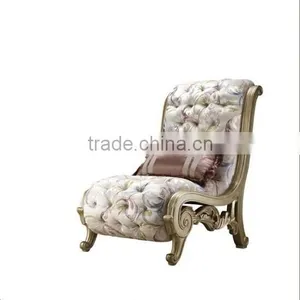 Classic European Design Living Room Chaise Lounge With Silk and Wood Base thumbnail-1