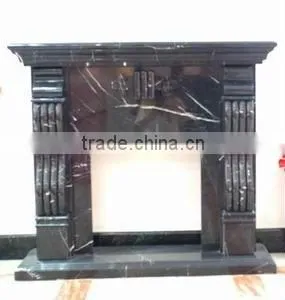 Natural Black With White Veins Marble Fireplace thumbnail-1