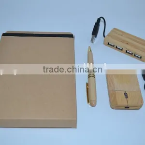 Bamboo Mouse USB 2.0 Hub Travel Gift Set for Computer thumbnail-2
