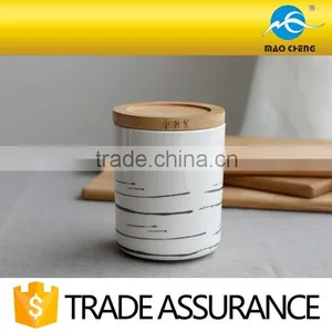 Household Ceramic Cannister With Wooden Lid thumbnail-3