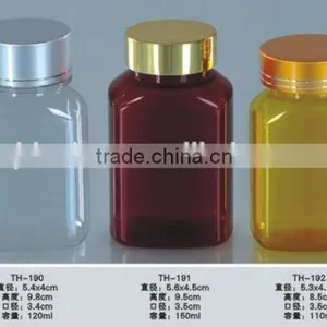 Wholesale Customized Health Care Square PET Clear Plastic Bottle With Pressure Screw Cup and Metal Cup thumbnail-2