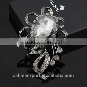 Gun Black Hollow Ribbon Shape Bulk Crystal Rhinestone Flower Brooch/handmade Rhinestone Brooch thumbnail-1