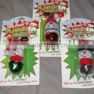Flashing Snowman Bell Necklace Christmas Holiday Cheer Seasonal Festive NEW! thumbnail-1