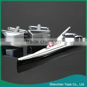 Fashion Elegant Enamel Men's Accessories Set Tie Clip Cufflink Set Brushed Silver 6 thumbnail-1