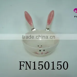 Bunny Shape Ceramic Butter Bowl With Butter Knife thumbnail-1
