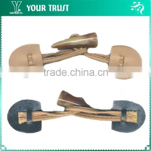 Camel Leather Brown Ivory Two Hole Horn Coat Leather Toggle Buttons thumbnail-1
