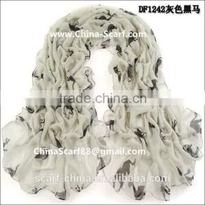 Dark Horse Print Scarf Shawl Wholesale Women thumbnail-5