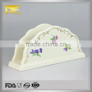 Tableware 5.5'' Embossed Ceramic Napkin Holder for Wedding thumbnail-1