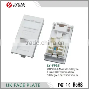 LY-FP35 UTP Cat .6 Module UK Type Krone IDC Termination 90 Degree Face Plate thumbnail-1