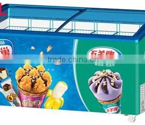 CE Approved Supermarket Curved Sliding Glass Door Display Freezer Ice Cream Freezer thumbnail-4