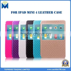 Diamond-shaped Style Flip Wallet Leather Case for IPad Mini 4 With Window View thumbnail-1