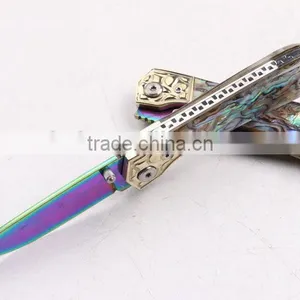 OEM Custom Hand Made Damascus Steel Folding Knife With Abalone thumbnail-3