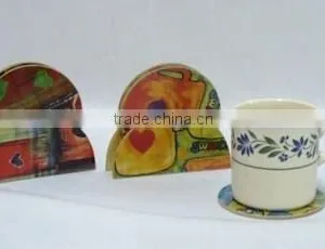 5 Pieces/set Design Wooden Coaster With Cork, Wooden Coaster, Water Resistant thumbnail-1