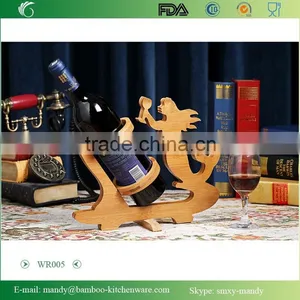 WR005 Bamboo Countertop Wine Rack Mermaid Wine Rack and Single Bottle Holder thumbnail-3