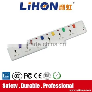 6 Way Colorful Individual Switch Extension Socket With Pure Copper Insert Clip thumbnail-1