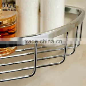 Wall Mounted Bathroom Hardware Chrome Plating Brass Hanging Corner Basket for Bathroom Storage thumbnail-3