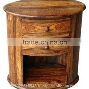 2 Drawer Oval Cabinet Sheesham Wood thumbnail-1