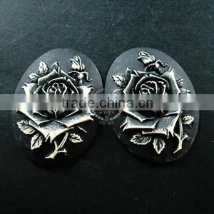 30x40mm Oval Dark Resin Rose Black Cameo Vintage Style Cabochon DIY Pendant Charm Supplies 4120073 thumbnail-1