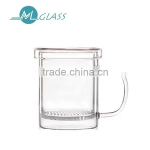 Wholesale Handmade Unbreakable High Borosilicate 300ml Drinking Glass Cup With Handle N6463 thumbnail-1
