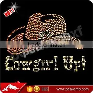 Custom Rhinestone Cowgirl UP Design Iron on Motif for Garment thumbnail-1