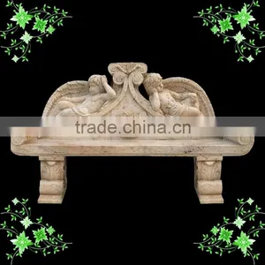 Outdoor Garden Natural Yellow Marble Stone Park Bench thumbnail-1