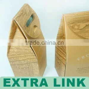 High Qualtiy Cheap Price Auto Close Kraft Paper Double Bottle Wine Carrier Box thumbnail-3