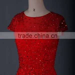 RSE666 Cap Sleeve Flowing Chiffon Free Shipping Custom-Made Long Red Prom Dresses thumbnail-2