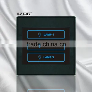 3 Gangs Lighting Touch Switch Piano Black (SK-T2300L3-PBK) thumbnail-1