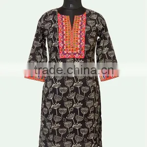 Black Embroidery Ladies Kurtis thumbnail-1
