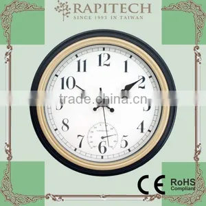 12 Inch Indoor Outdoor Plastic Clock With Thermometer thumbnail-1