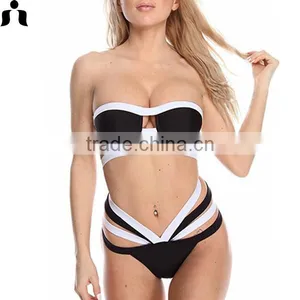 2017 Classic Black and White Sexy String Bikini thumbnail-4
