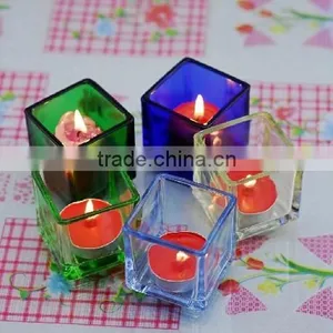 Wholesale Square Glass Candle Holder, Glass Candlestick thumbnail-1