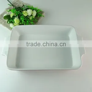 Stocked Cheap Colorful Glazed Ceramic Baking Plate , Rectangle Ceramic Bakeware Daily Kitchen Tool in Stocklots thumbnail-2
