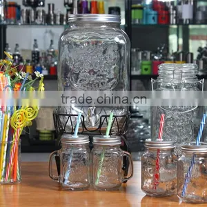 Hexagonal Glass Juice Jars With Metal Stand thumbnail-2