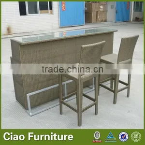 2m Straight Bar Table With High Backrest Chairs thumbnail-1